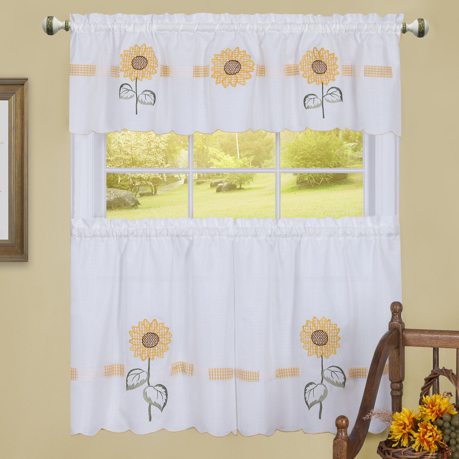 August Grove Modbury Sun Blossoms Embellished Tier And Valance