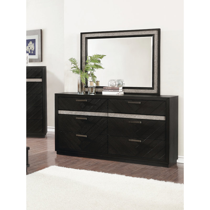 Everly Quinn Darrow 6 Drawer Double Dresser With Mirror Wayfair