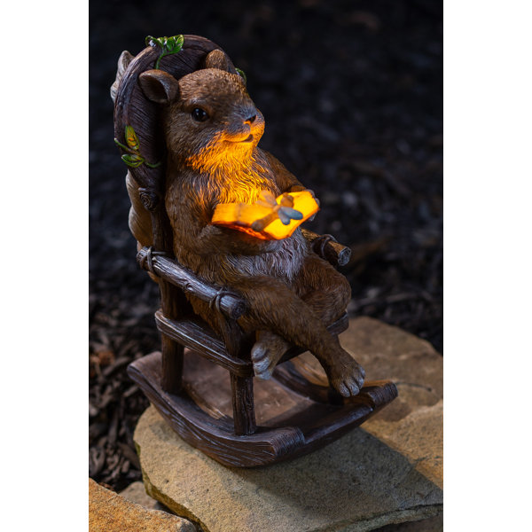 loon peak scranton squirrel reading and relaxing on rocking chair garden statue wayfair