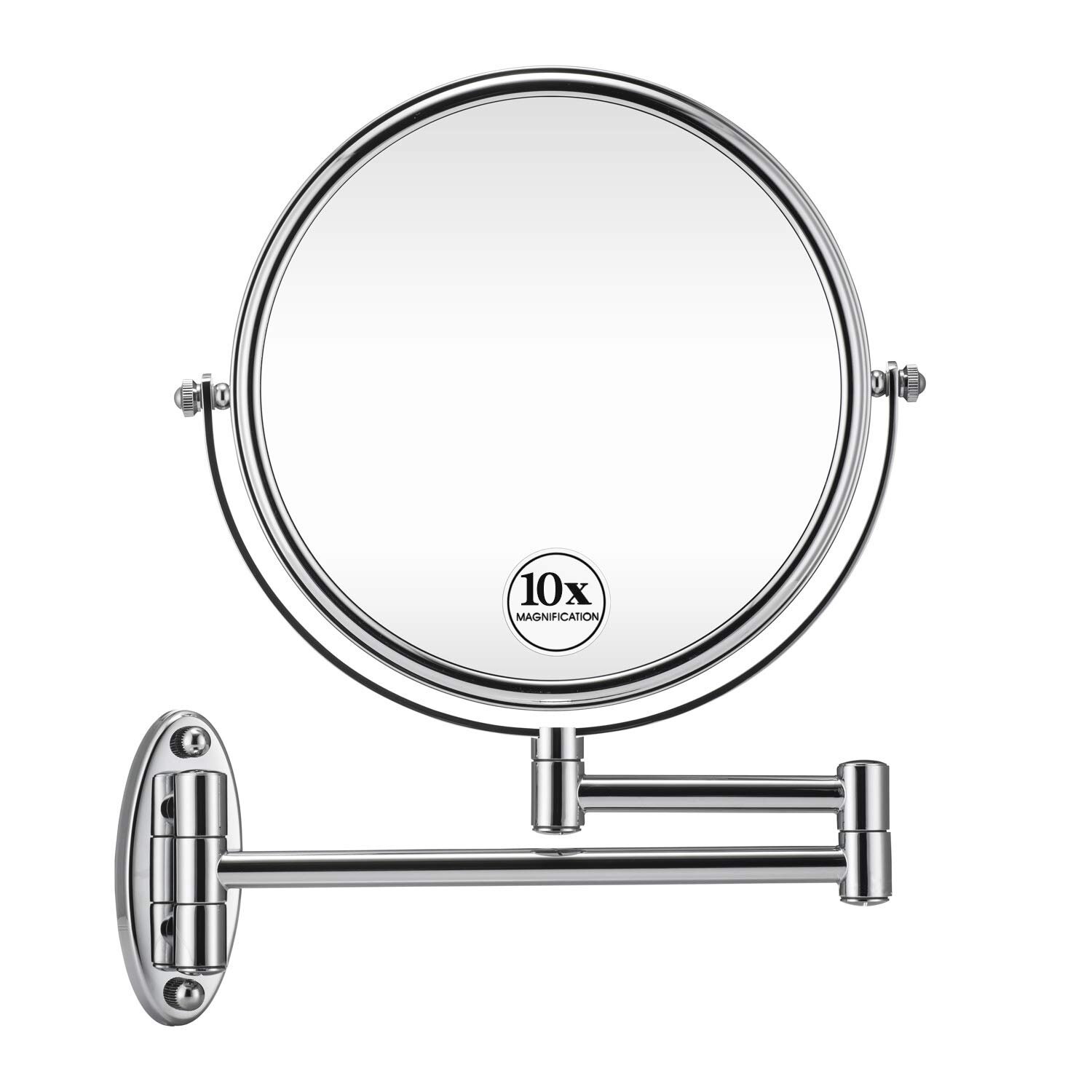 8inch 10x Magnification, Chrome Charmer Wall Mount Magnifying Mirror Chrome Finish with 10x Magnification,8-Inch Two-Sided Swivel, 