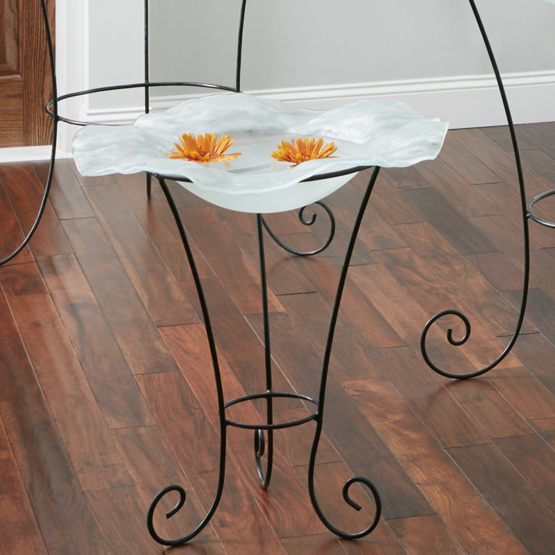 Fleur De Lis Living Bedminster Frosted Glass Decorative Bowl On Stand Wayfair