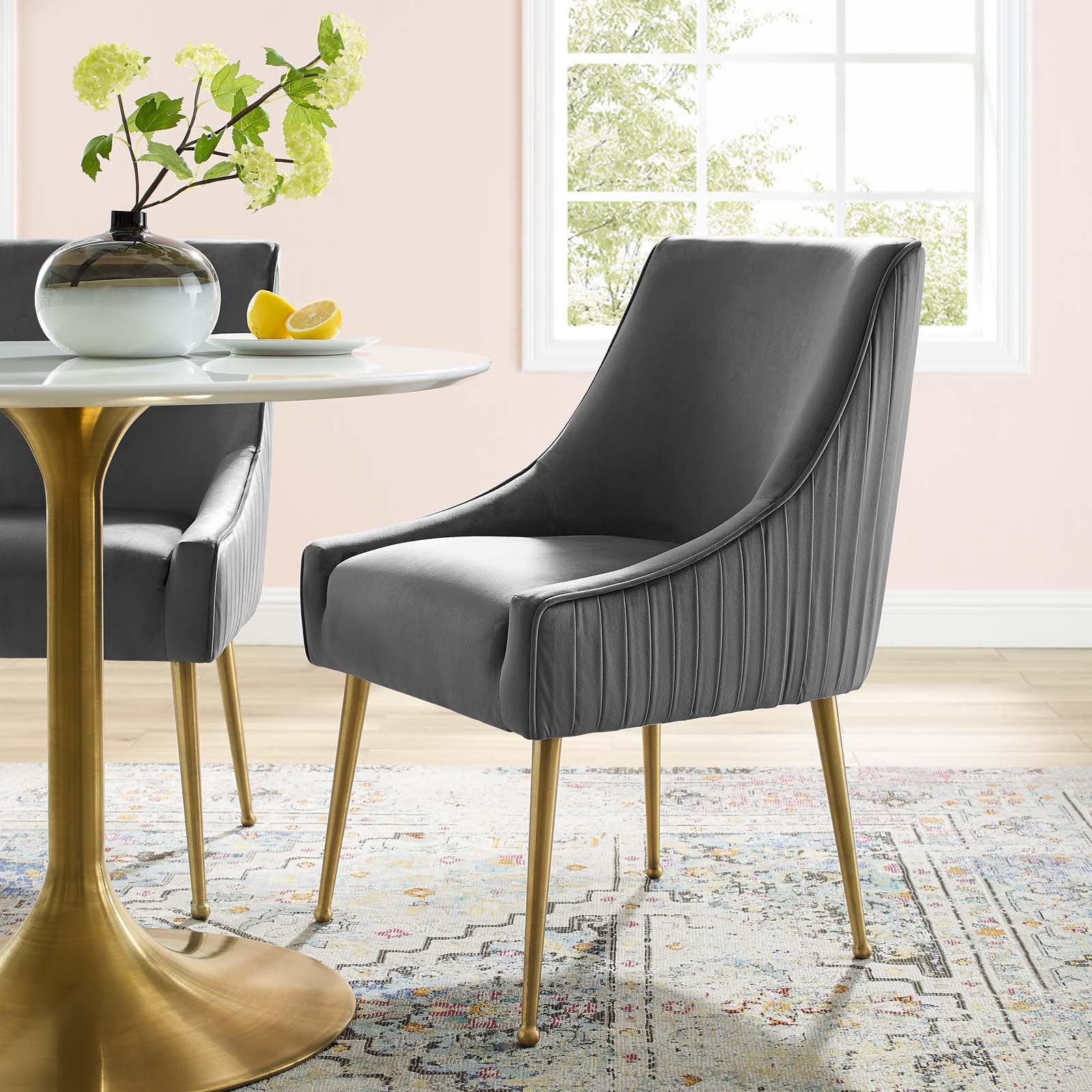 Vella velvet upholstered side chair Clearance