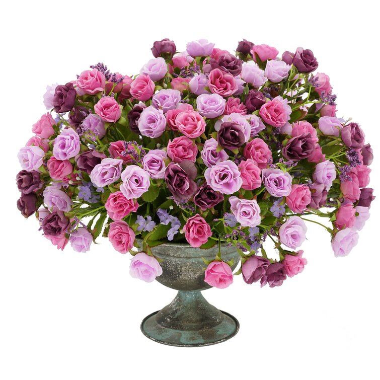 Lenox Vintage Floral 18" Decorative Pillow Distress Purple Shabby Chic Rose Pink