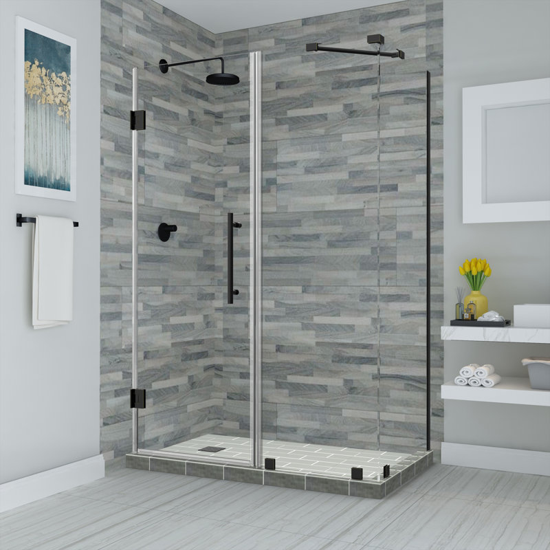 SEN967EZ-MB-672932-10 Bromley Frameless 32.38" x 72" Rectangle Hinged Shower Enclosure