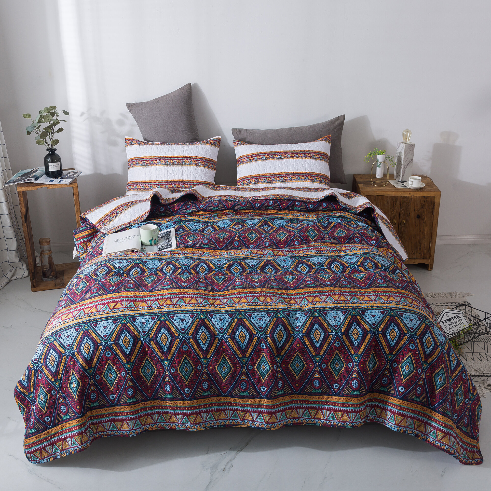 World Menagerie Gratiana Southwestern Aztec Bohemian Reversible Quilt Set Reviews Wayfair