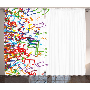 Musical Notes Curtains Wayfair Dalzell Colorful Home Trippy Style Music Notes With Clef Rhythm Tempo Melody Harmony Print Graphic Text Semi Sheer Rod Pocket Curtain Panels Set Of