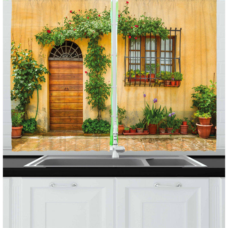 East Urban Home 2 Piece Italy Kitchen Curtain Wayfair