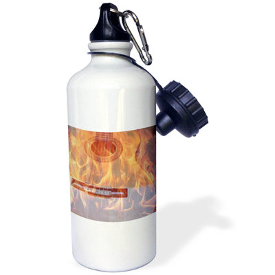 21 oz Stainless Steel Water Bottle 3dRose Theme Flames of Fire Guitar Stringed Instruments Music