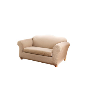 Stretch Stripe Box Cushion Loveseat Slipcover