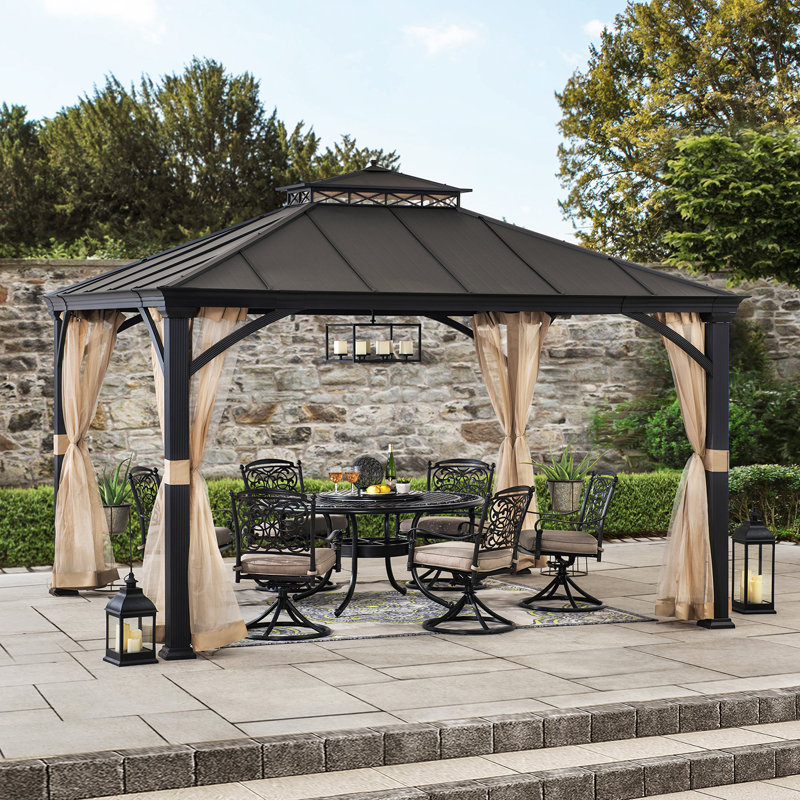 Sunjoy 12 Ft W X 10 Ft D Steel Patio Gazebo Reviews Wayfair