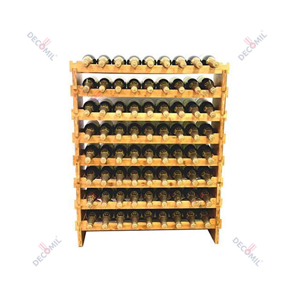 2 Tier 18 Bottle Bamboo Wine Rack Stackable Wine Holder Storage Display Shelf 