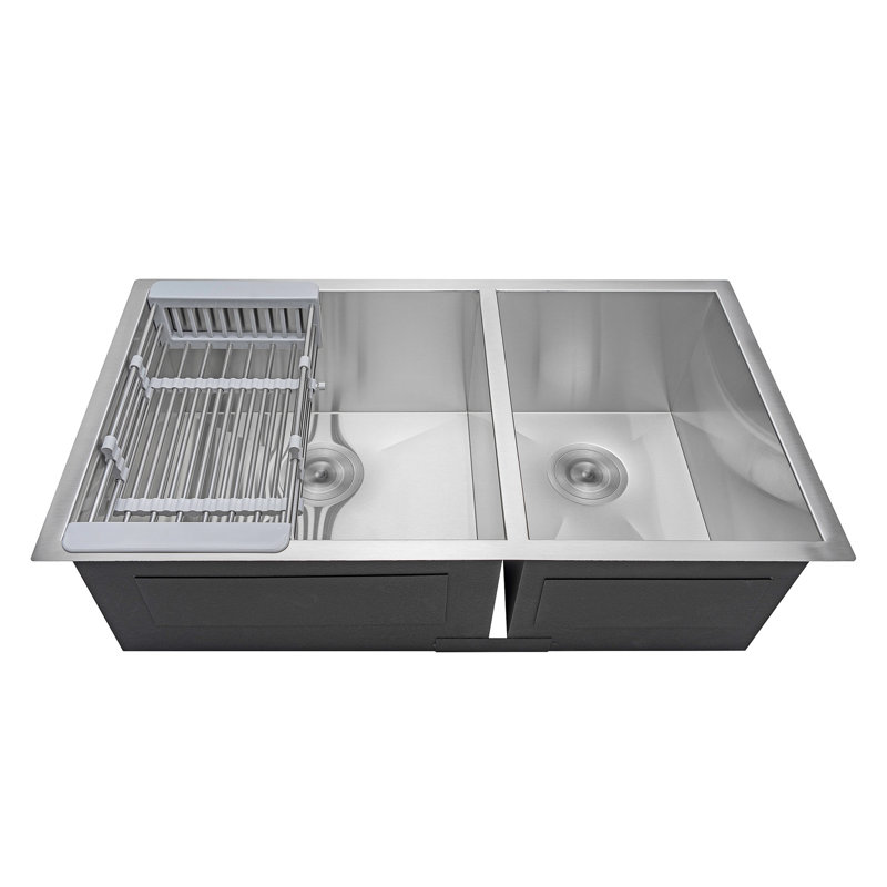 Akdy 32 X 18 Undermount Stainless Steel Double Bowl 60 40