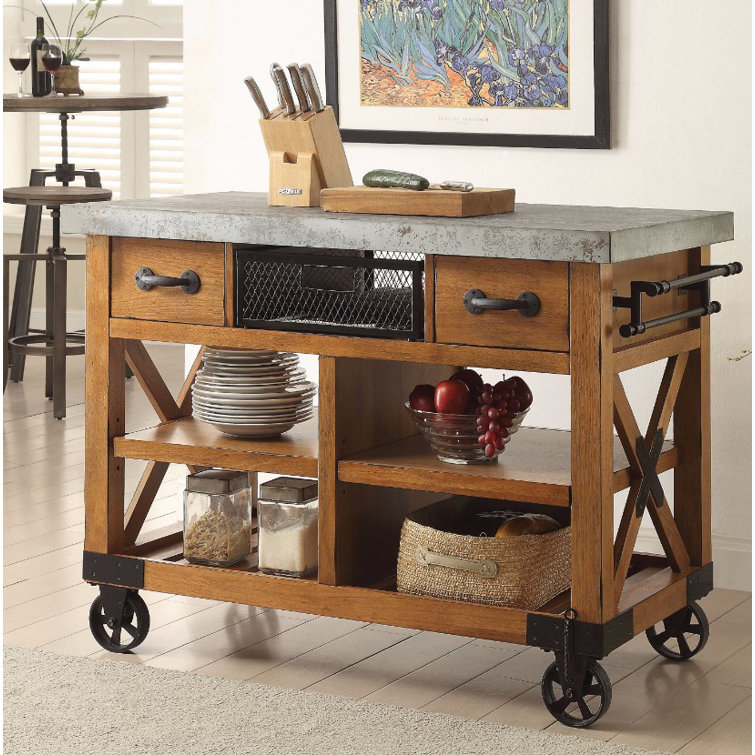 Loon Peak Whyte Wood Kitchen Cart Wayfair