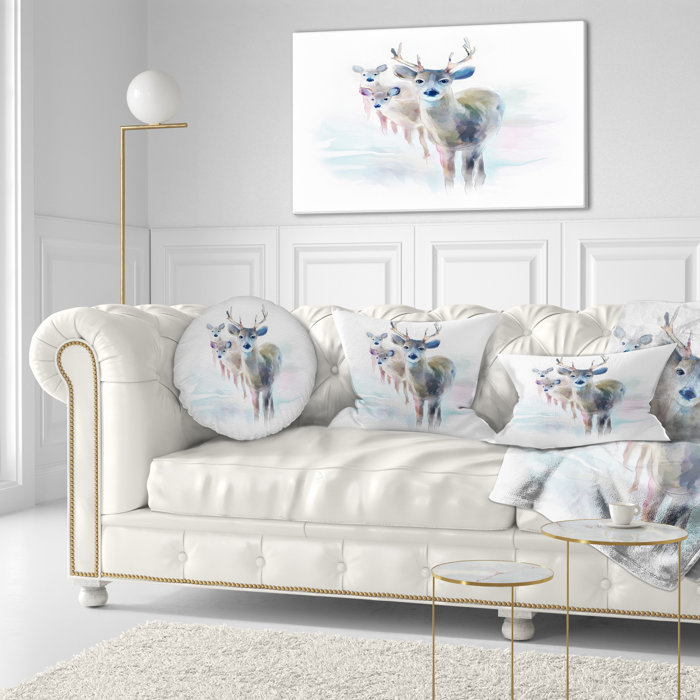 East Urban Home Animal Beautiful Deer With Big Horns Throw Pillow