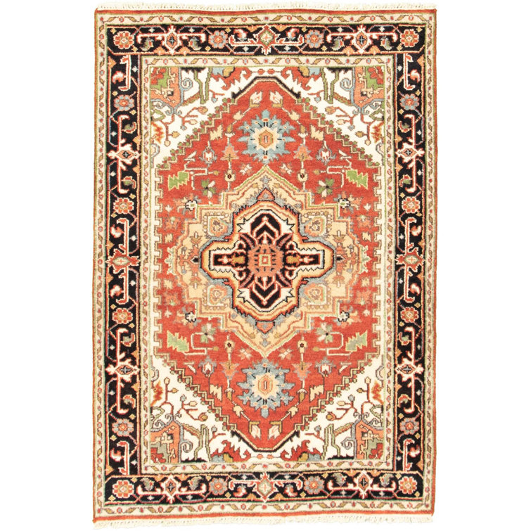 eCarpet Gallery Area Rug for Living Room Teimani Bordered Red Rug 3'10 x 6'10 356939 Hand-Knotted Wool Rug Bedroom eCarpet Gallery Area Rug for Living Room Teimani Bordered Red Rug 3'10 x 6'10 356939 Hand-Knotted Wool Rug Bedroom