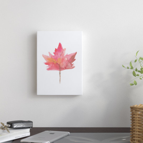East Urban Home Red Maple Leaf Watercolor Painting Print Wayfair