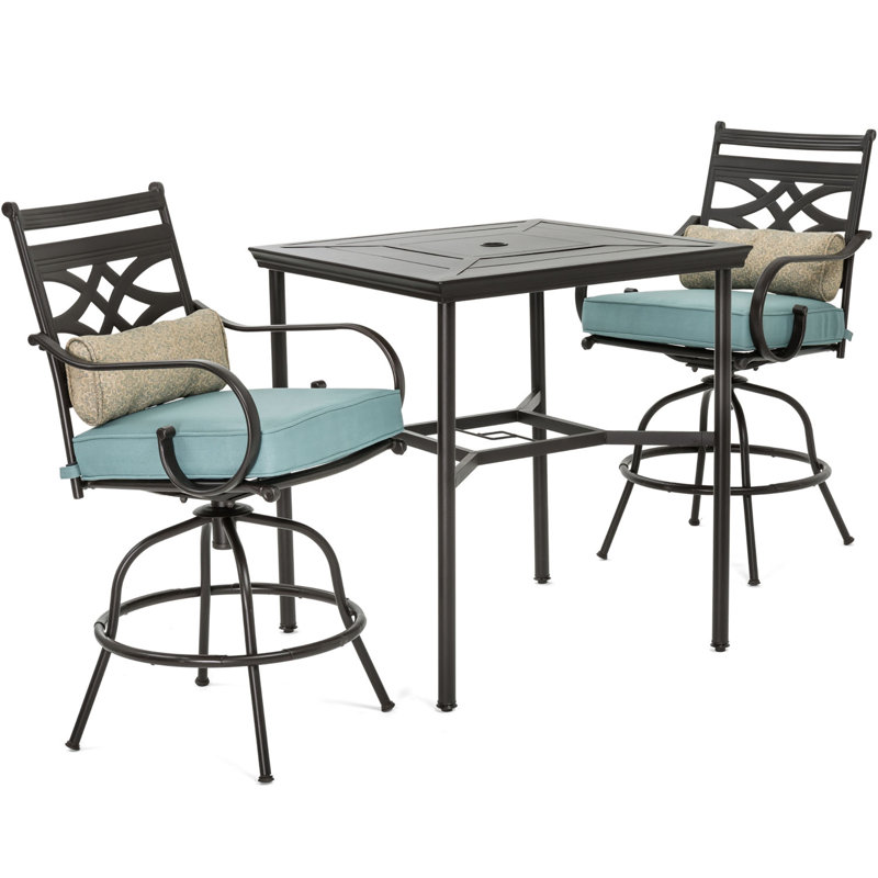 Kautz 3 Piece Bar Height Dining Set with Cushions