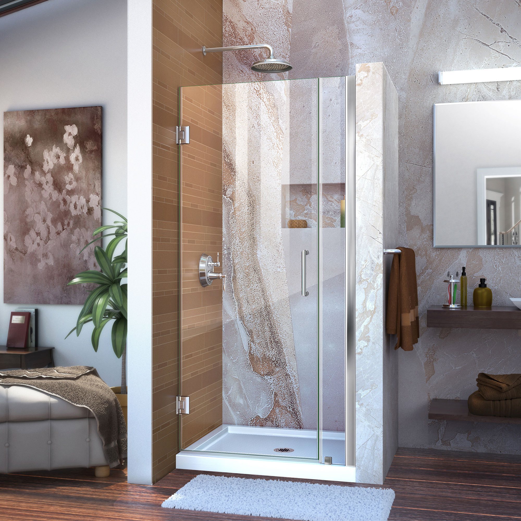 Dreamline Unidoor Hinged Frameless Shower Door With Dreamline Unidoor Hinged Frameless Shower Door With
