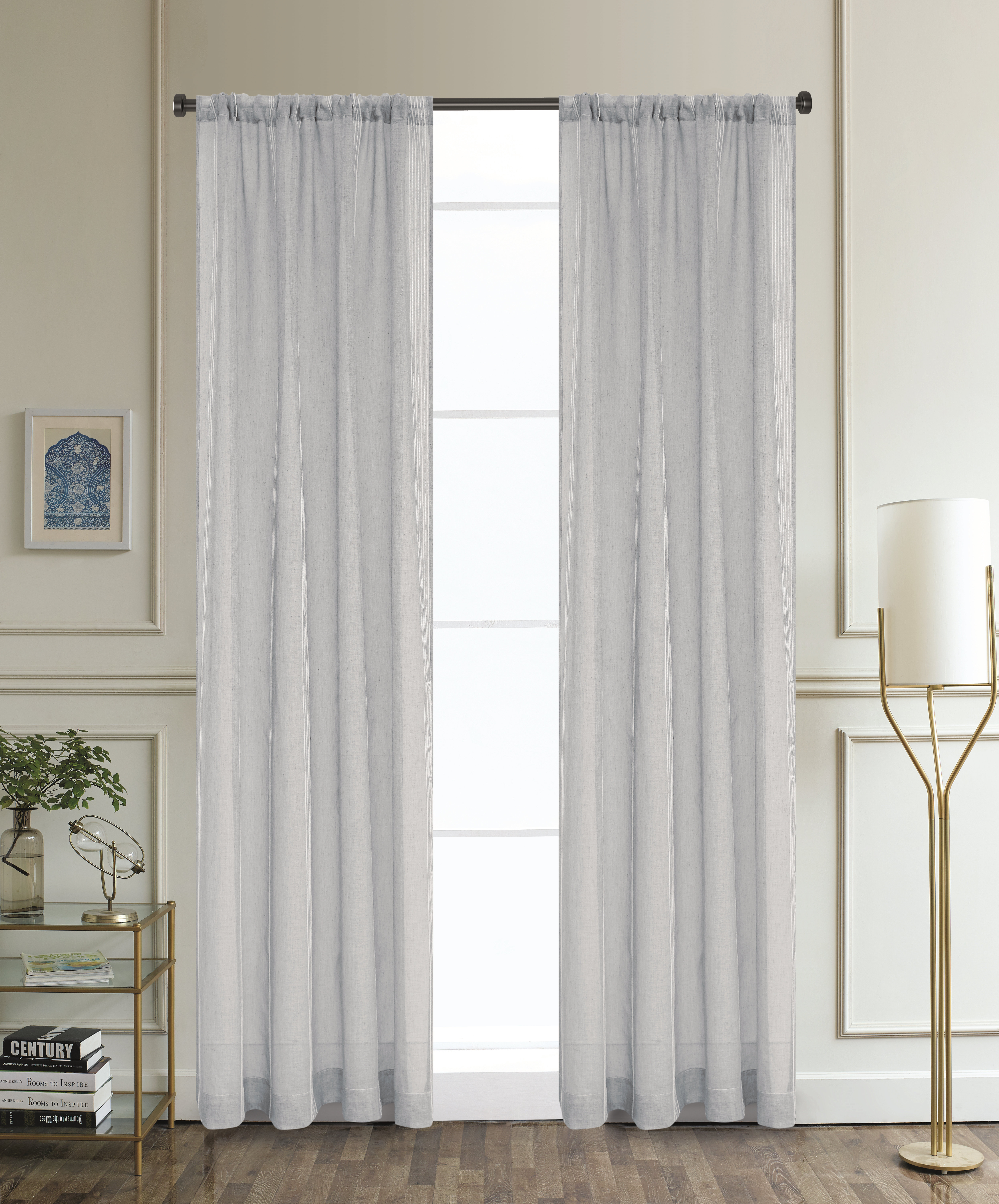 Lyndale Decor Rowan Solid Color Sheer Rod Pocket Single Curtain