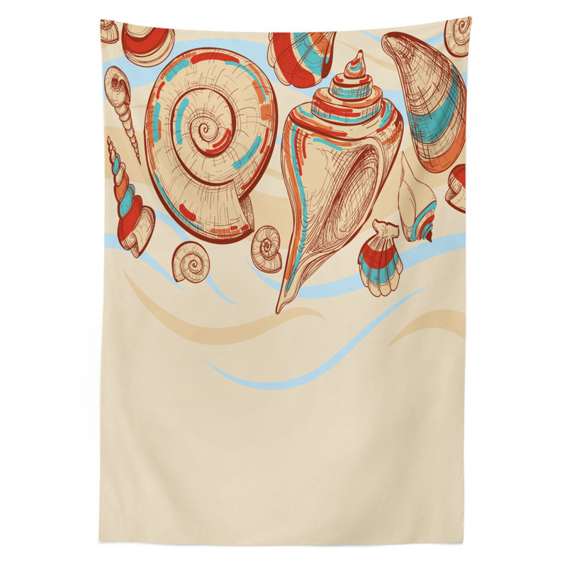 East Urban Home Ambesonne Seashells Tablecloth Pastel Colored Macro Seashells Picked From Beach Drifts Coral Marine Mollusk Rectangular Table Cover For Dining Room Kitchen Decor 52 X 70 Cream Red Teal