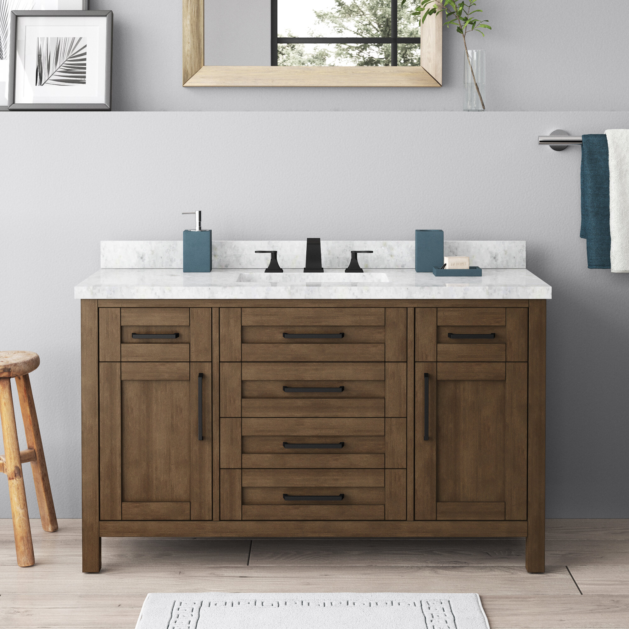 Greyleigh™ Tahoe 48'' Free-standing Single Bathroom Vanity with Marble ...