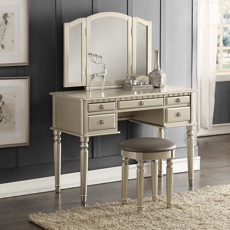 House Of Hampton Mccrea Vanity Set With Mirror Reviews Wayfair