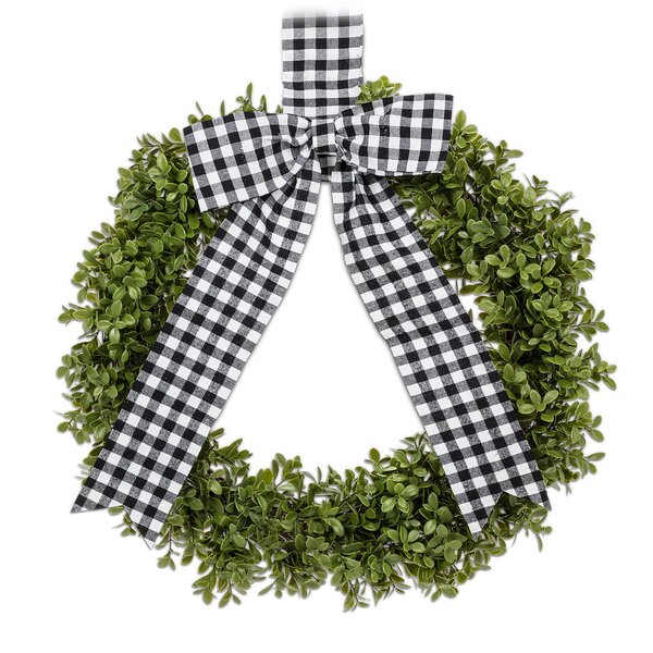 The Holiday Aisle® Boxwood Wreath With Ribbon | Wayfair