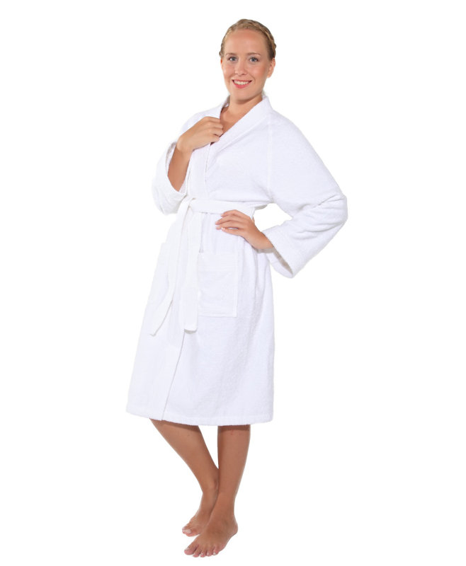 Winston Porter Rabun Women S Short Kimono 100 Cotton Terry Cloth Bathrobe Reviews Wayfair