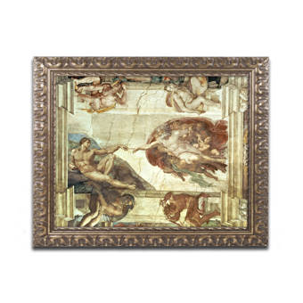 Trademark Art The Creation Of Adam By Michelangelo Painting Print On Canvas Reviews Wayfair