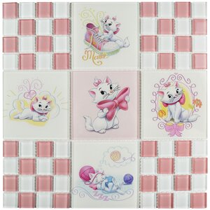 Disney Aristocats Glass Mosaic Tile in Pink