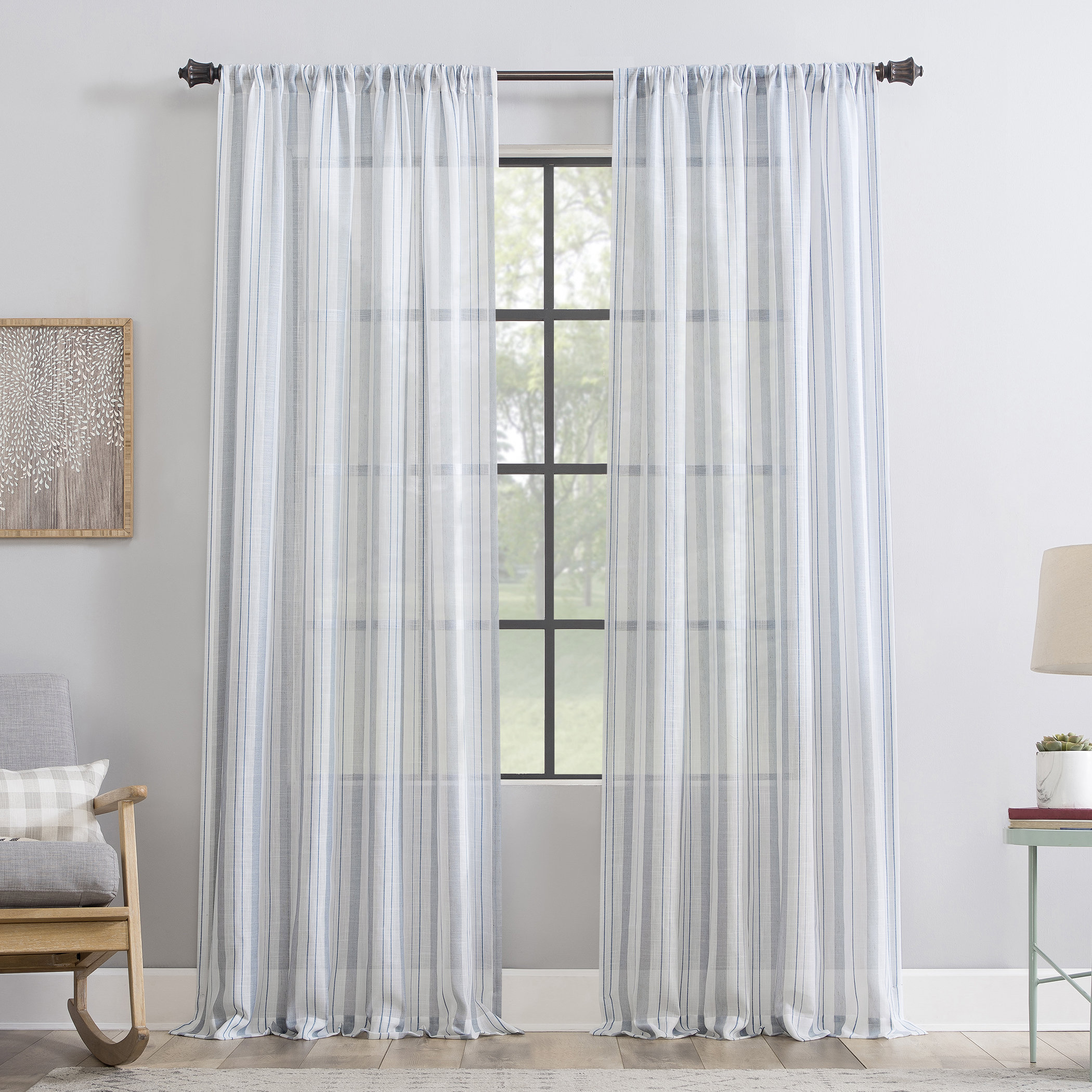 Cleanwindow Striped Sheer Rod Pocket Single Curtain Panel Reviews Wayfair