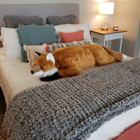 fuzzy fox bed rest pillow