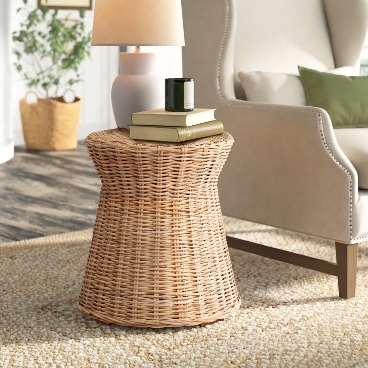 rattan drum end table