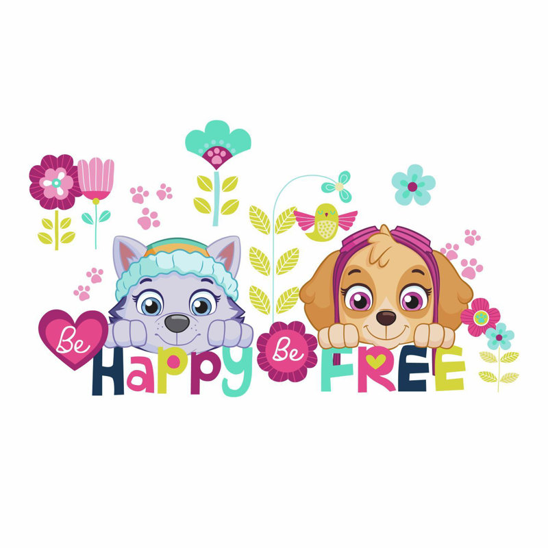 Room Mates Paw Patrol Skye And Everest Be Happy Quote Peel And Stick Wall Decal Reviews Wayfair