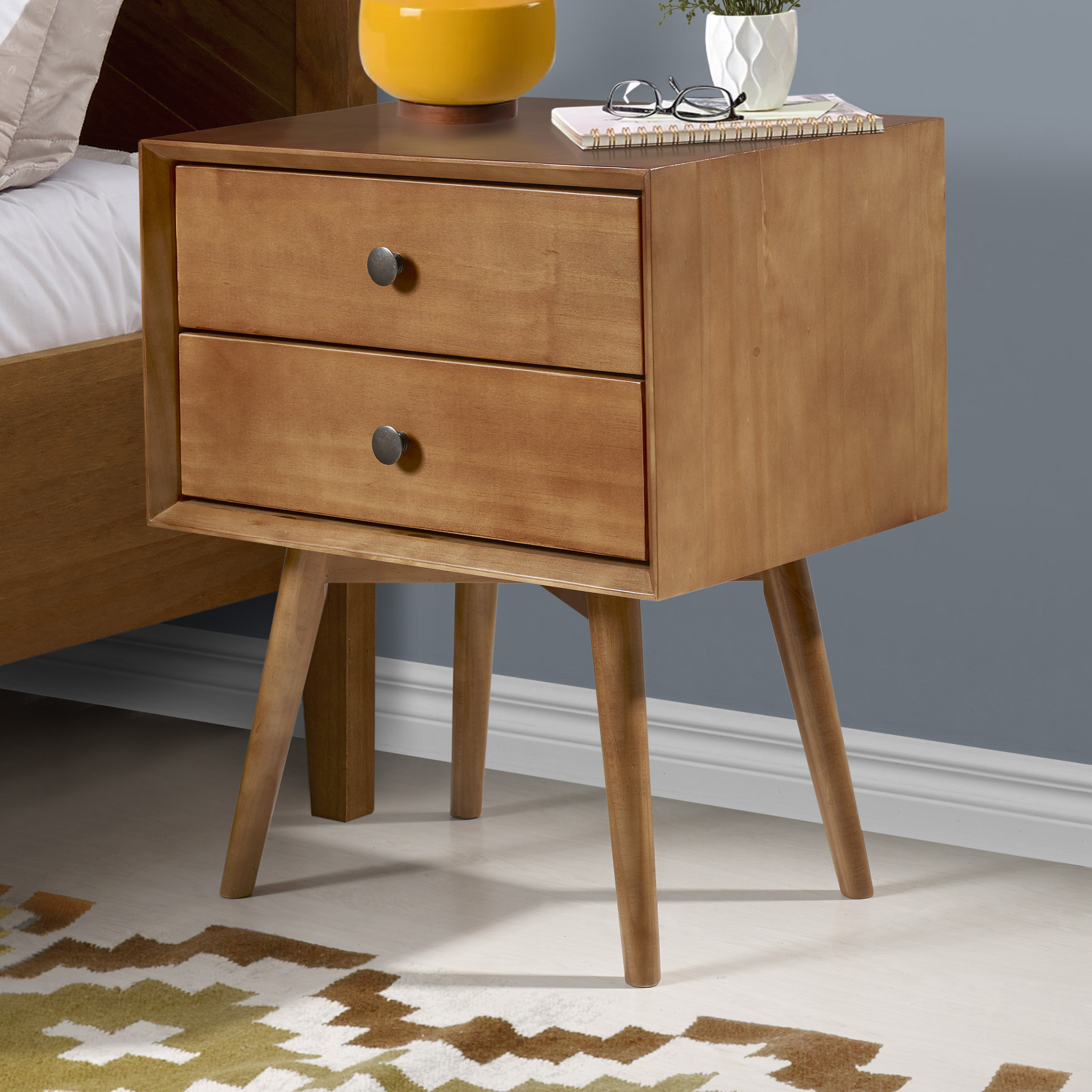 Bedroom Furniture Mid Century Modern Nightstand Set Of 2 Bedroom Furniture Home Living