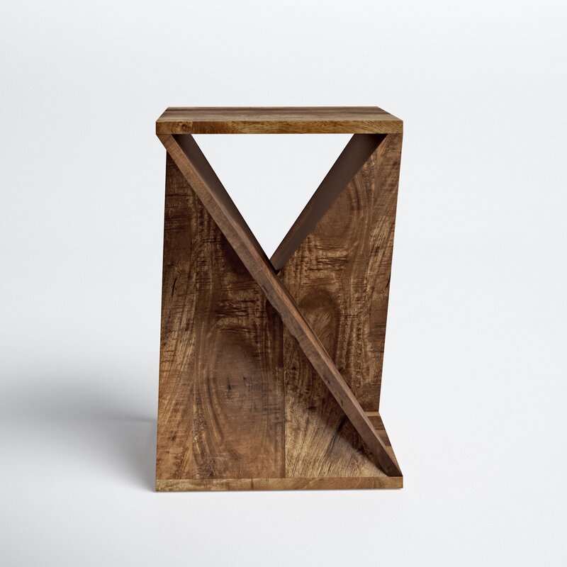 leilla solid wood abstract end table