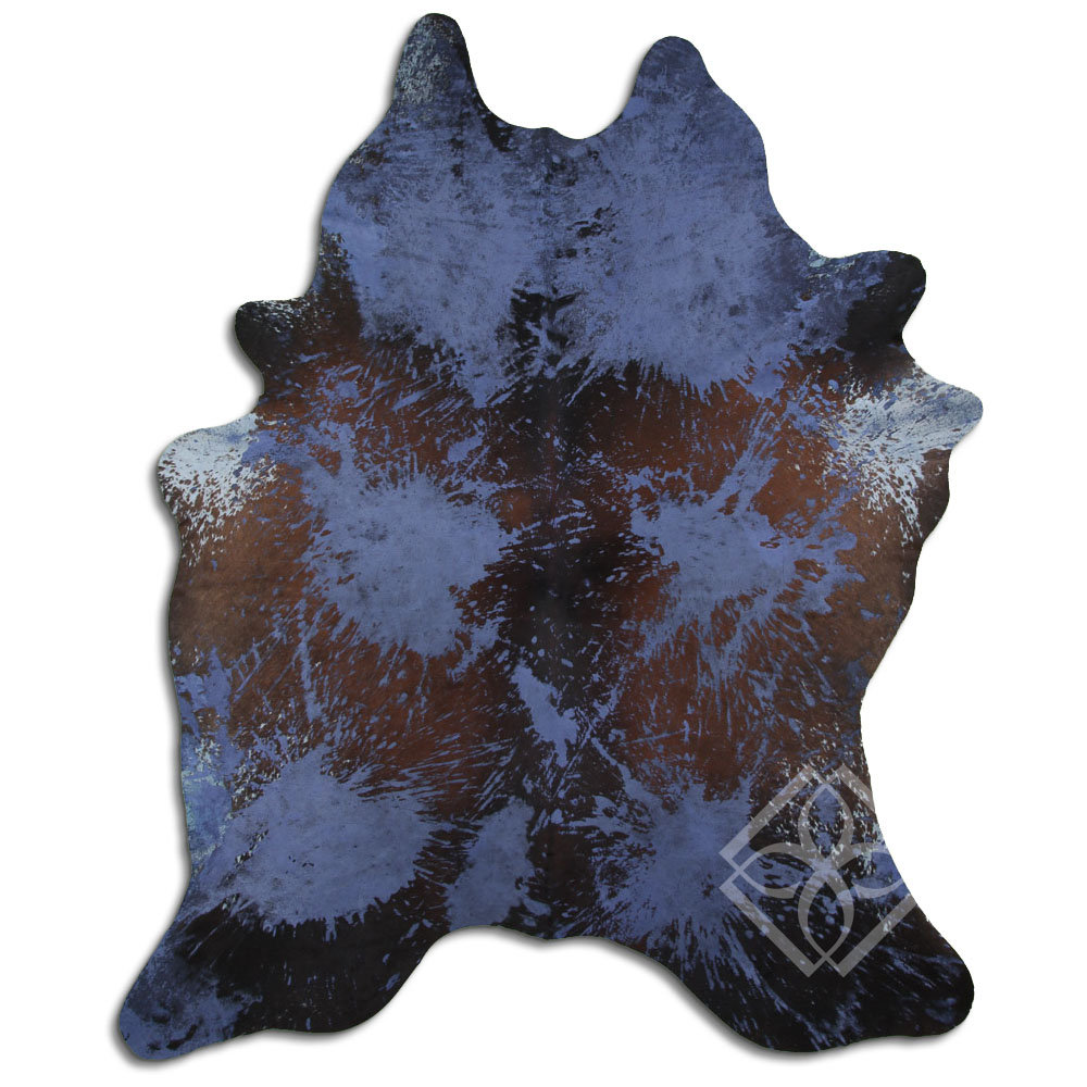 Bloomsbury Market Acid Washed Hair Handmade Cowhide Navy Blue Area