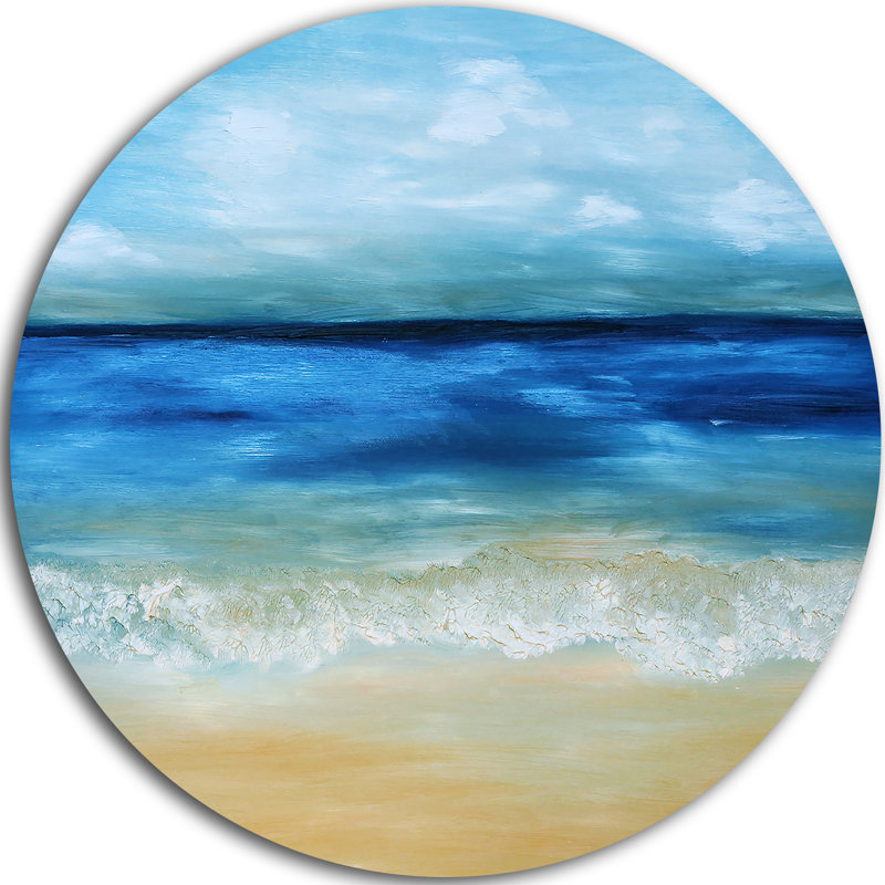 Designart Warm Tropical Sea And Beach Painting Print On Metal