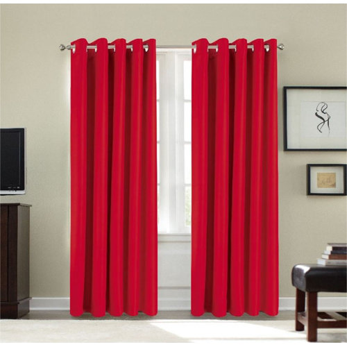 Dahlke Eyelet Blackout Thermal Curtains Marlow Home Co. Size: 168 W x 183 D cm, Curtain Colour: Red