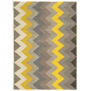 Askins Hand-Tufted Grey/Yellow Area Rug