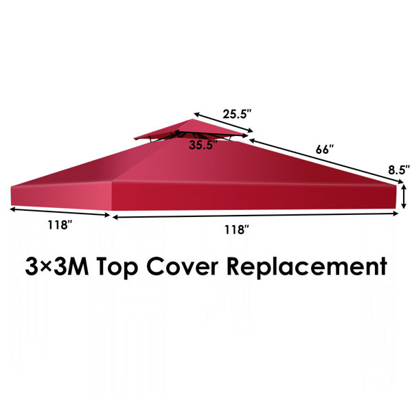 Costway 10' X 10' Gazebo Top Cover Patio Canopy Replacement 2-tier 3 Colour
