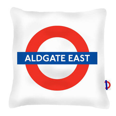 Gulf Breeze Aldgate East Tube Station Cushion with Filling London Transport