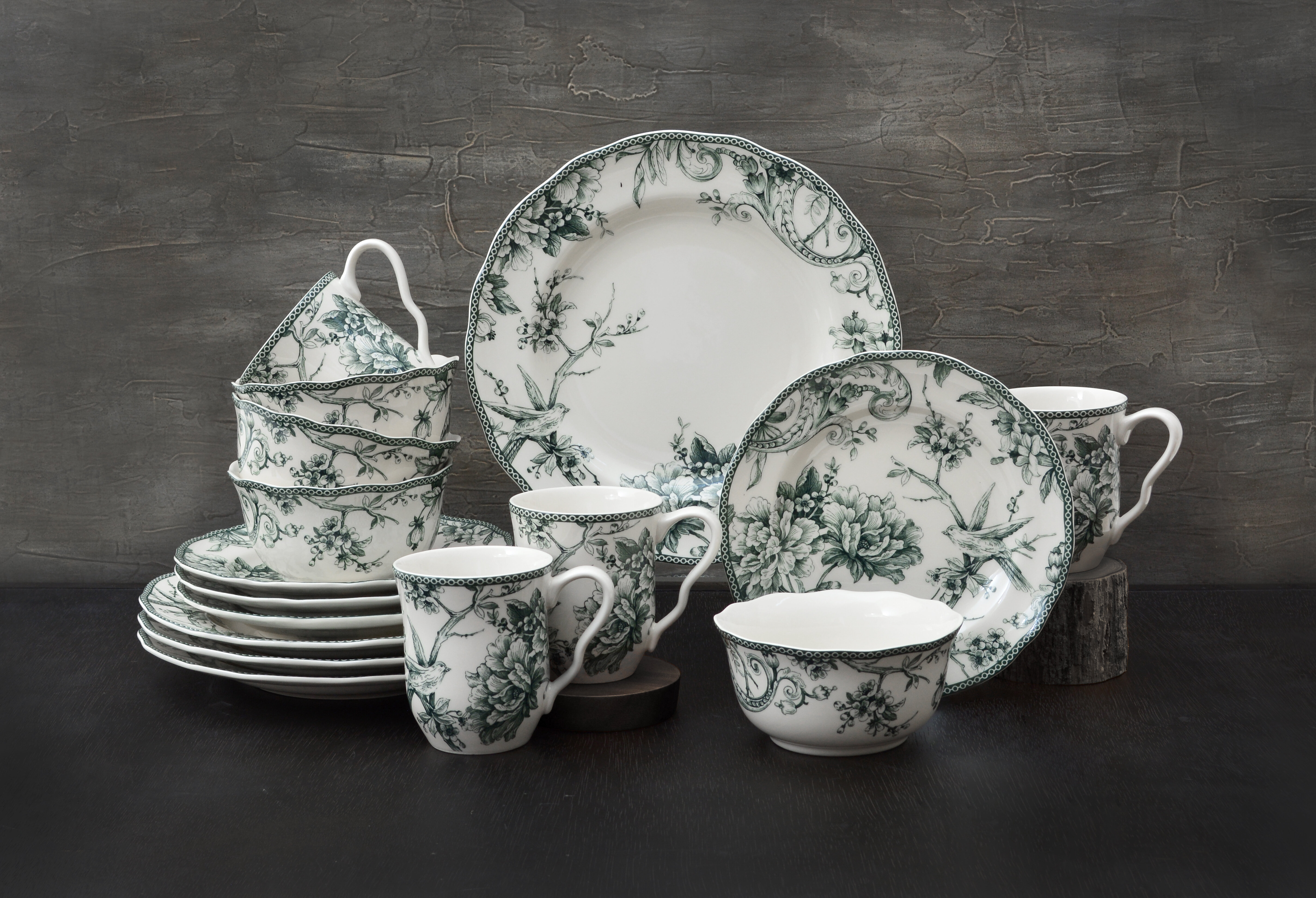 black toile dinnerware