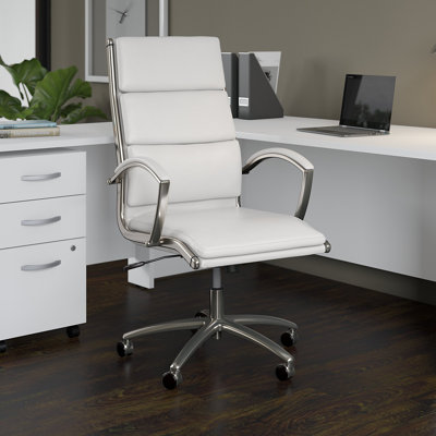 Bush Business Furniture Studio C High Back Leather Executive Office Chair in White Bush Business Furniture