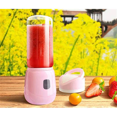 Pink Portable Wireless Juice Blender USB Rechargeable With 7.4V Batteries 14 oz