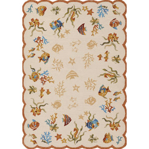 Rundall Hand-Hooked Beige Indoor/Outdoor Area Rug