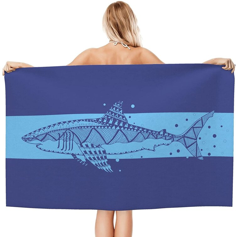 Navy Shark Sand Free Beach Towel 