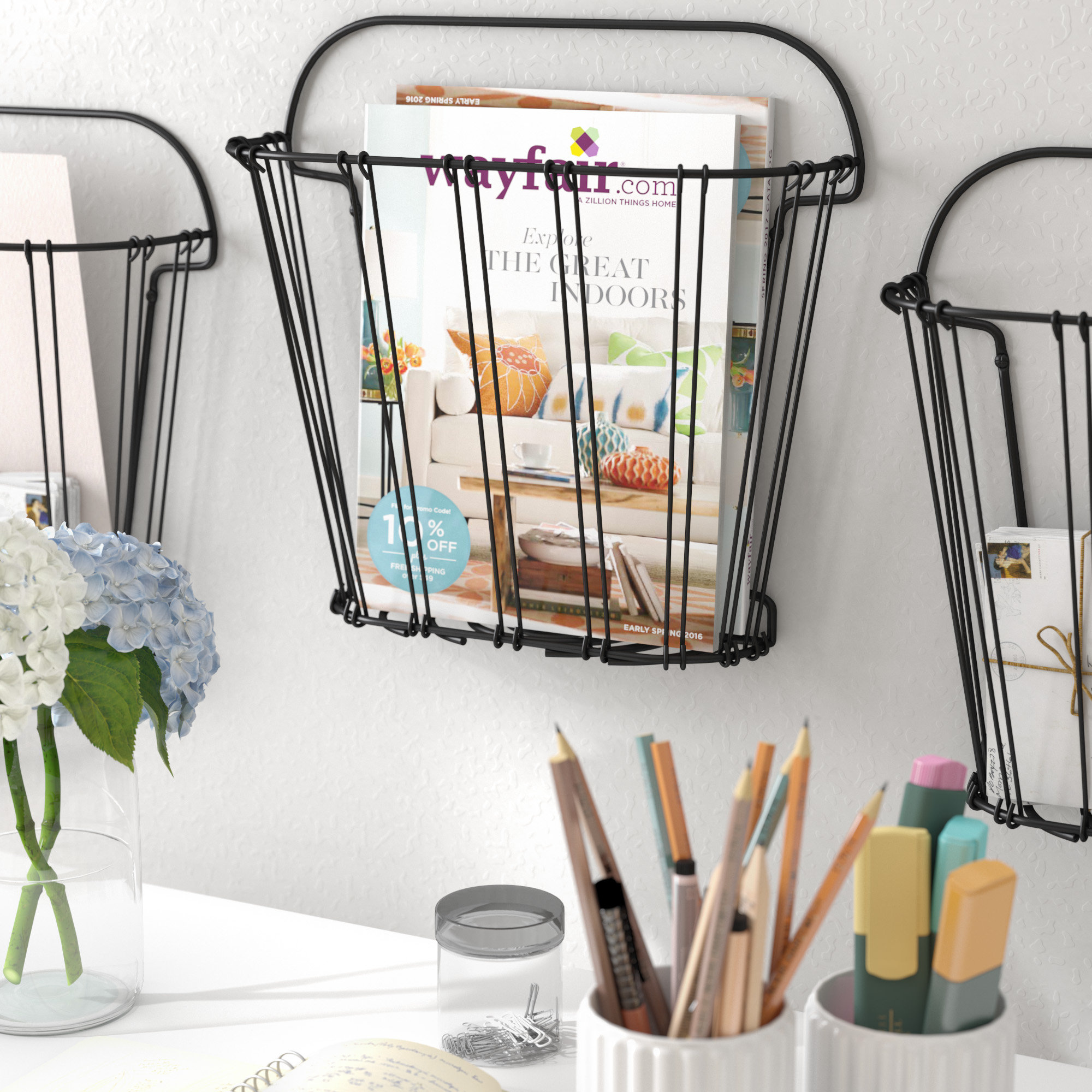 Lark Manor Artiaga Double Wire Wall Mount Magazine Rack Reviews Lark Manor Artiaga Double Wire Wall Mount Magazine Rack Reviews Wayfair
