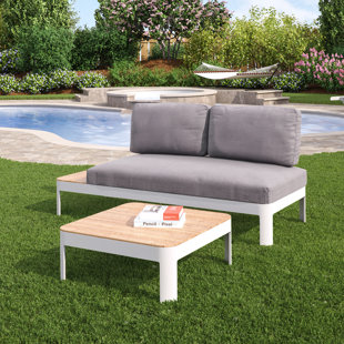 Metal Teak Outdoor Furniture Wayfair Lyke 2 Piece Teak Sectional Set With Cushions