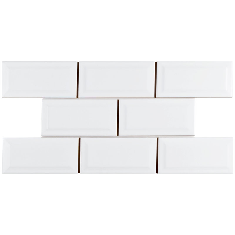 2 6 White Subway Tile Shapeyourminds Elitetile Prospect Beveled 3 X 6 Ceramic Subway Tile In Glossy